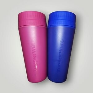 TUPPERWARE 360 COMMUTER MUG TOKYO BLUE raddish pink pack 16 oz